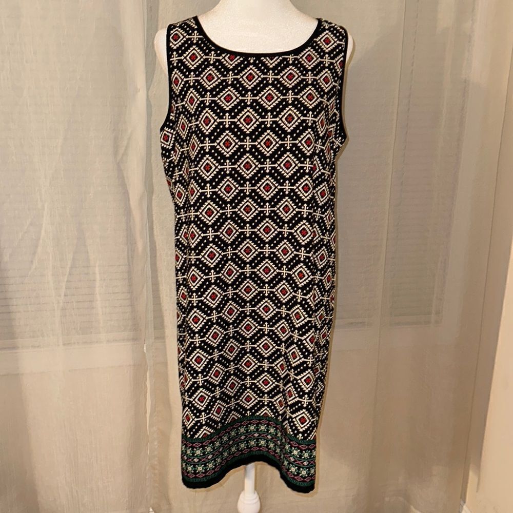 Amber Blue L Black Ivory Multicolored Contrast Sleeveless Light Shift Dress
